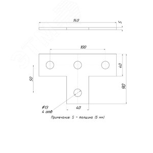 STRUT-пластина Т-образная 4 отверстия HDZ - фото 2