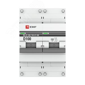 Выключатель автоматический двухполюсный 100А D ВА47-100 10кА PROxima mcb47100-2-100D-pro EKF - 2