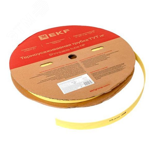 Трубка термоусаживаемая ТУТ нг 16/8 желтая рулон PROxima - фото 4