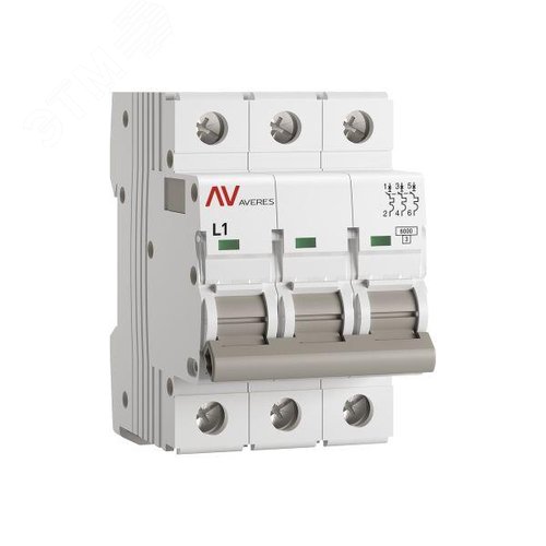 Выключатель автоматический AV-6 3P 1A (L) 6kA AVERES - фото 1