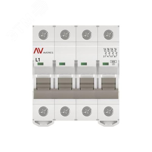 Выключатель автоматический AV-6 4P 1A (L) 6kA AVERES - фото 3