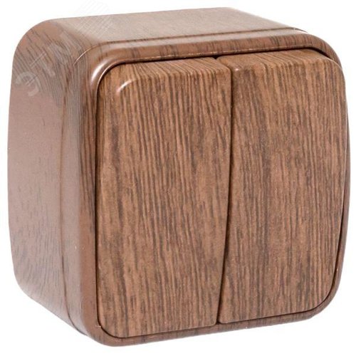 Выключатель 2-клавишный ОП Минск 10А темное дерево - фото 1