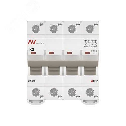 Выключатель автоматический AV-6 DC 4P 3A (K) 6kA AVERES - фото 4