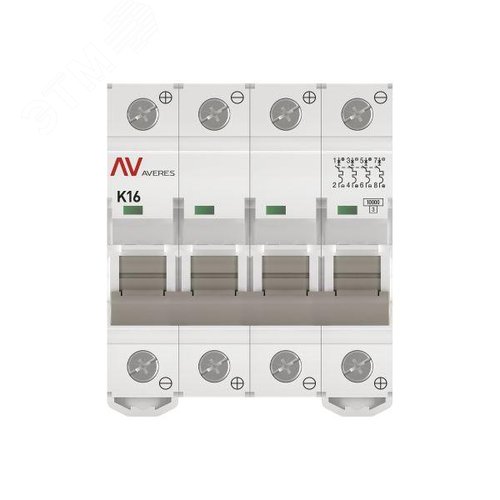Выключатель автоматический AV-10 DC 4P 16A (K) 10kA AVERES - фото 3