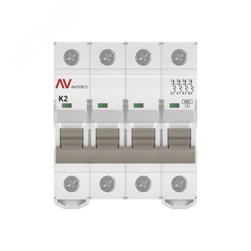 Выключатель автоматический AV-6 4P 2A (K) 6kA AVERES - фото 3