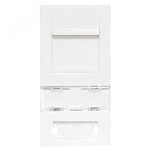 Вставка розеточная TERACOM PRO 45x22.5мм формат Mosaic на 1 модуль Keystone со шторкой и маркером белая - фото 3