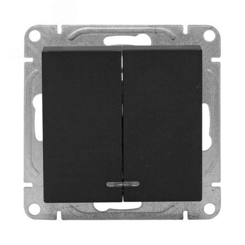 Эпика Механизм выключателя 2кл. с подсветкой черный EKF - фото 2