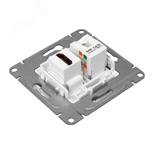 Механизм розетки HDMI+RJ45 (cat5), белый Эпика EKF - фото 7