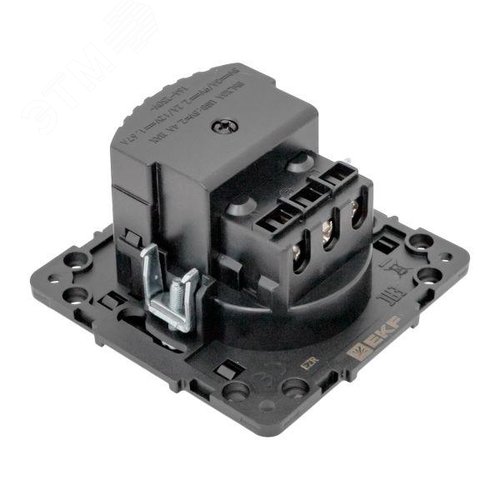 Стокгольм Механизм Розетки 1-местной с/з, USB A+C 16А винтовые клеммы черный с защ. штор. EKF - фото 7