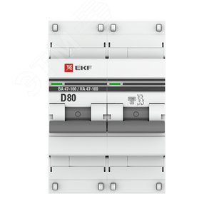 Автоматический выключатель ВА 47-100 2P 80А (D) 10kA PROxima mcb47100-2-80D-pro EKF - 3