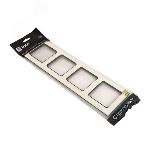 Стокгольм Рамка 4-местная белая с линией цвета черный - фото 6