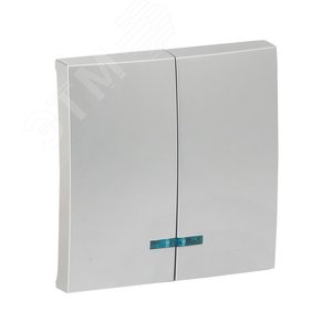 Валенсия лицевая панель выключателя 2-кл. с индикатором 10А сталь - фото 1