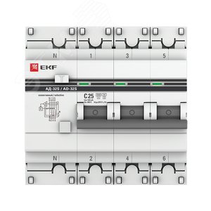 Автомат дифференциальный АД-32 (селективный) 3P+N 25А/100мА PROxima - фото 3