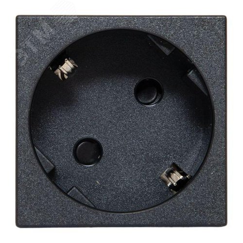 Розетка 45х45 с заземлением 45 градусов быстрозажимные клеммы черная матовая - фото 2
