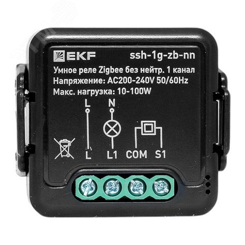 Умное реле в подрозетник 1-канальное без нейтрали Zigbee EKF Connect Select - фото 2