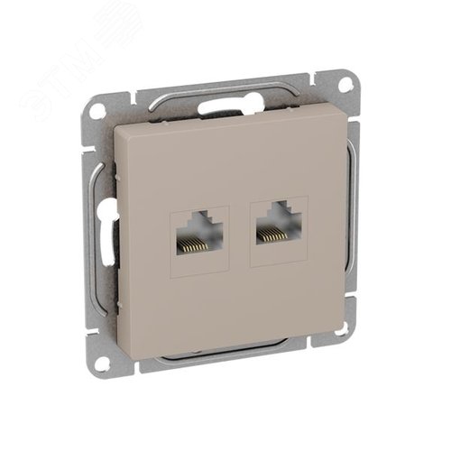 Механизм розетки RJ45 - 2шт  (cat5)  кремовый Эпика EKF - фото 3