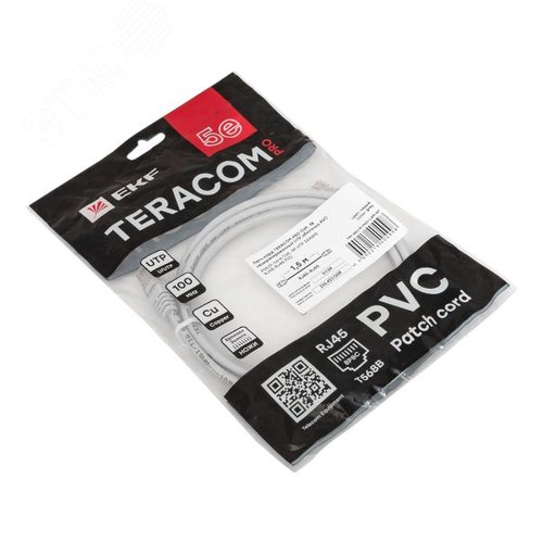 Патч-корд TERACOM PRO Cat.5E неэкранированный UTP оболочка PVC серый (1.5м) - фото 4