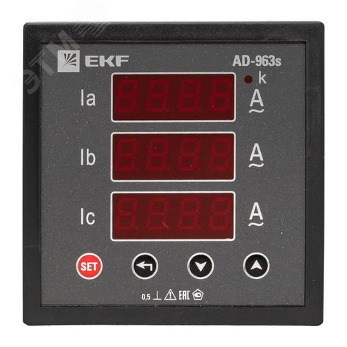 Амперметр цифровой на панель 96x96 квадратный вырез трехфазный в коротком корпусе PROxima - фото 2