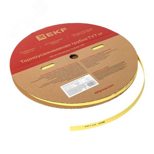 Трубка термоусаживаемая ТУТ нг 10/5 желтая рулон PROxima - фото 4