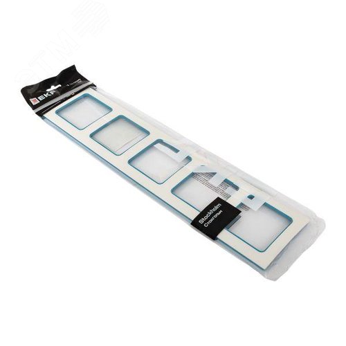 Стокгольм Рамка 5-местная белая с линией цвета синий EKF - фото 6