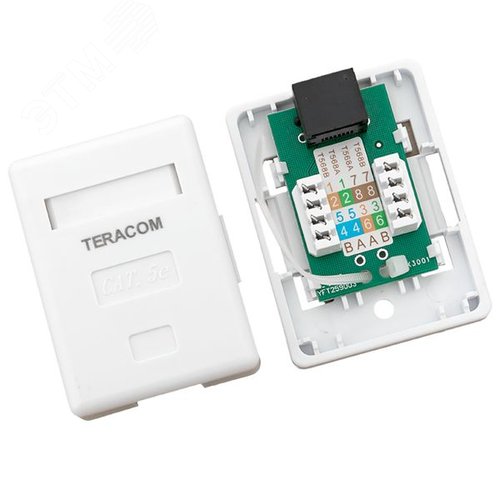 Розетка настенная TERACOM Cat.5E неэкран. 1 порт  RJ-45 Dual IDC белая - фото 4