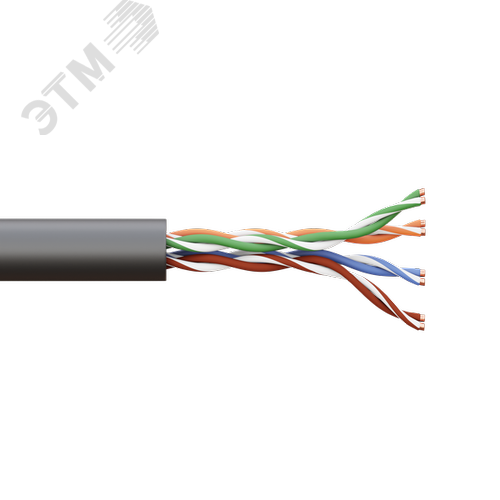 Витая пара TERACOM PRO 5E U/UTP 4 пары solid OUT 24AWG LDPE черный 305м - фото 2