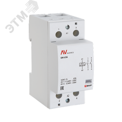 Изображение товара Контактор модульный КМ 63А 1NC+1NO 110VAC (2 мод.) AVERES EKF (шт)