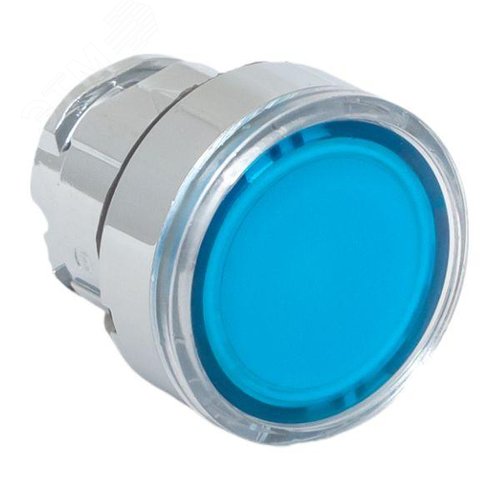 Механизм кнопки исполнительный XB4 синий плоский возвратный без фиксации с подсветкой PROxima - фото 1