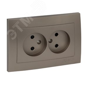 Валенсия лицевая панель розетка 2-местной б/з 10А кашемир с защ. штор. - фото 2