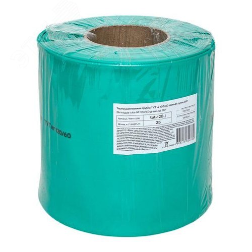 Термоусаживаемая трубка ТУТ нг 120/60 зелёная рулон PROxima - фото 1