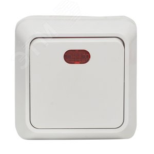 Рим Выключатель одноклавишный с индикатором 10А белый - фото 3