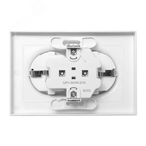 Эпика Механизм розетки двойной 16А с заземлением без шторок с рамкой белый EKF - фото 4