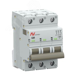 Выключатель автоматический AV-10 DC 3P 20A (C) 10kA AVERES - фото 1