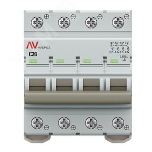 Выключатель автоматический AV-6 DC 4P 20A (C) 6kA AVERES - фото 2