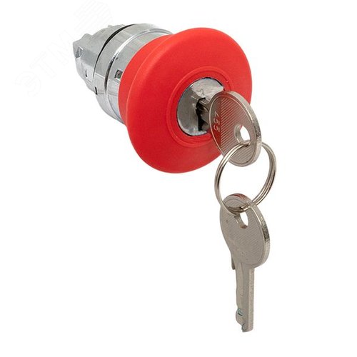 Механизм кнопки исполнительный XB4 Грибок красный поворотный с фиксацией с замком IP65 - фото 1