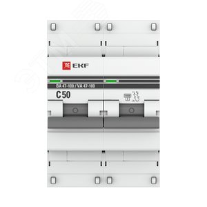 Автоматический выключатель ВА 47-100 2P 50А (C) 10kA PROxima mcb47100-2-50C-pro EKF - 3