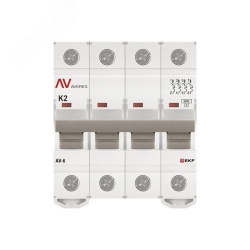 Выключатель автоматический AV-6 4P 2A (K) 6kA AVERES - фото 4