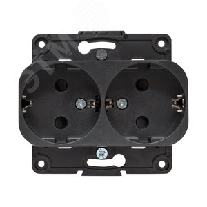 Стокгольм Механизм Розетки 2-местной с/з 16А черный с защ. штор. - фото 2