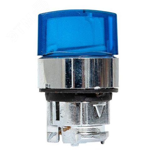 Исполнительный механизм переключателя ХB4 синий на 2 положения возвратный без фиксации, с подсветкой с короткой ручкойой IP65 - фото 4