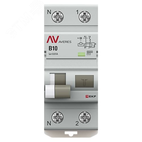 Выключатель автоматический дифференциального тока DVA-6 1P+N 10А (B) 10мА (AC) 6кА AVERES - фото 2