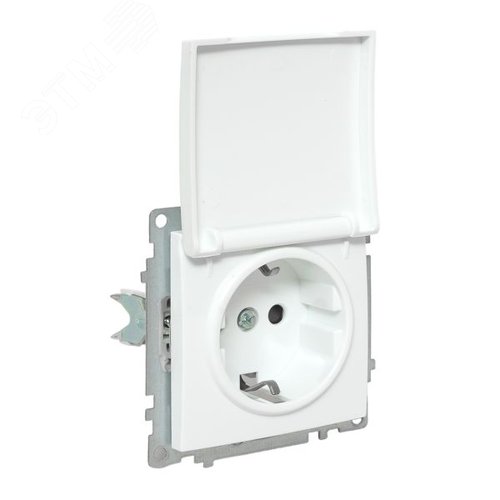 Валенсия Механизм розетки 1-местной с/з 16А белая с крышкой и защ. штор. IP44 EKF - фото 7