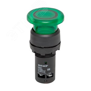 Кнопка SW2C-MD 'грибок' зеленая с подсветкой NO+NC 24В PROxima