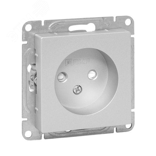 Эпика Механизм розетки 16А без заземления со шторками алюминий EKF - фото 1