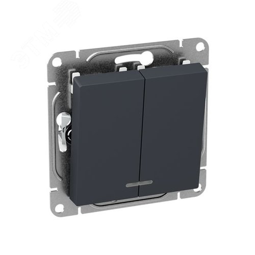 Механизм выключателя. двухклавишный. с подсветкой. графит Эпика EKF - фото 3