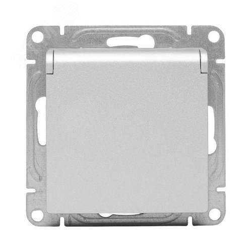 Эпика Механизм розетки 16А IP44 с заземлением со шторками c крышкой алюминий EKF - фото 3