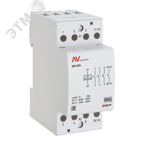 Изображение товара Контактор модульный КМ 25А 4NC 110VAC (2 мод.) AVERES EKF (шт)