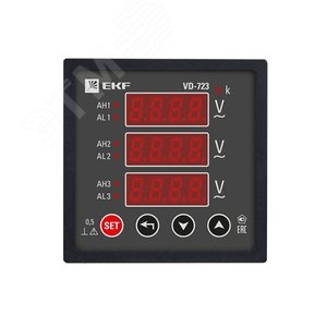 Вольтметр цифровой на панель 72х72 квадратный вырез трехфазный в коротком корпусе PROxima - фото 2