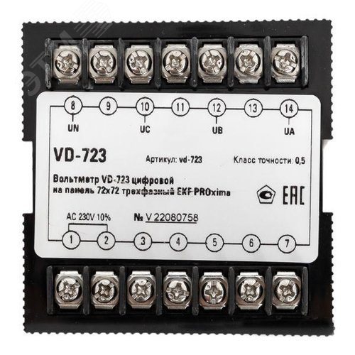 Вольтметр цифровой на панель 72х72 трехфазный PROxima - фото 4