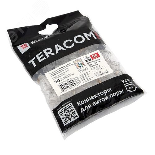 Коннектор RJ-45 TERACOM PRO неэкранированный 8P8C 30мкд Cat.5E универсальный (упак.50шт) - фото 5