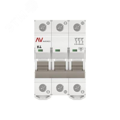 Выключатель автоматический AV-6 DC 3P 4A (K) 6kA AVERES - фото 3